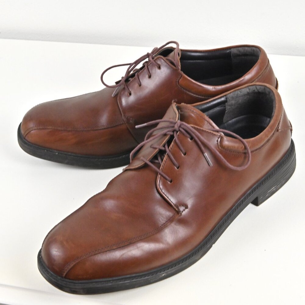 Nunn Bush Marcell Bicycle Toe Leather Lace Up Gel Brown Oxford Dress Shoes 14M